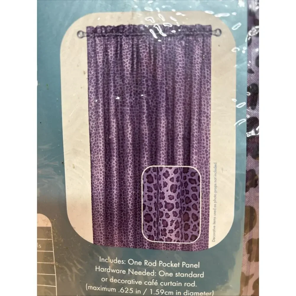 Y2K Vintage Curtain Panel Pair Satin Purple Cheetah Print 56”x 84” Each NEW